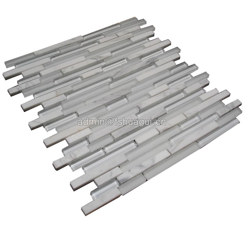Huagui White kitchen background Glass marble mosaic tile HG-CDT411 GLASS MOSAIC TILE image128