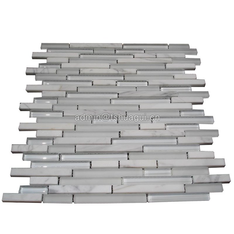 Huagui White kitchen background Glass marble mosaic tile HG-CDT411 GLASS MOSAIC TILE image128