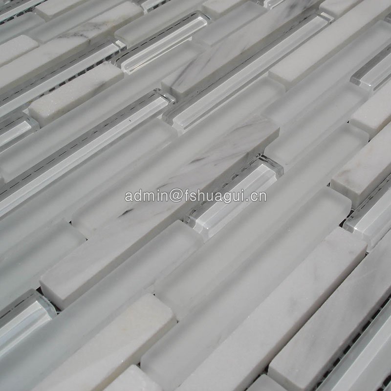 Huagui White kitchen background Glass marble mosaic tile HG-CDT411 GLASS MOSAIC TILE image128