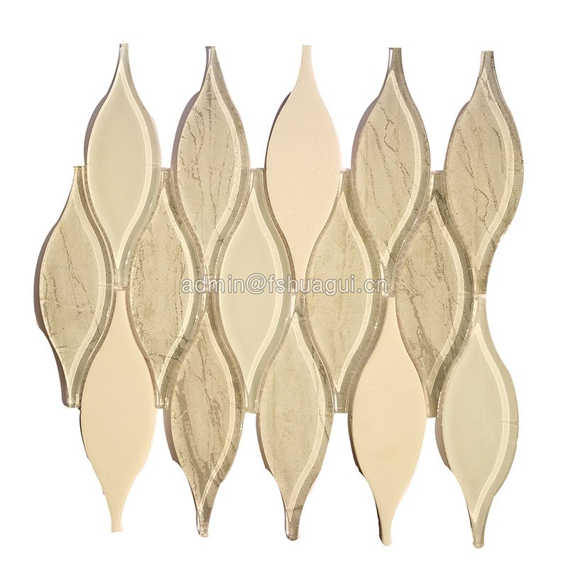 Huagui Natural stone texture Inkjet printing glass mosaic wall tile HG-HB034 GLASS MOSAIC TILE image126