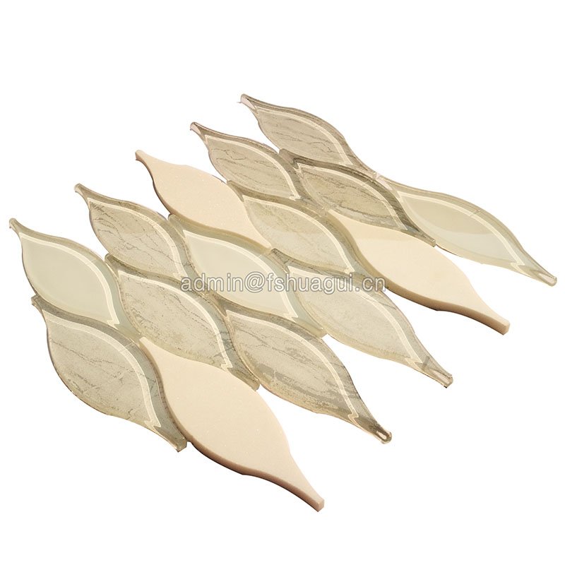 Huagui Natural stone texture Inkjet printing glass mosaic wall tile HG-HB034 GLASS MOSAIC TILE image126