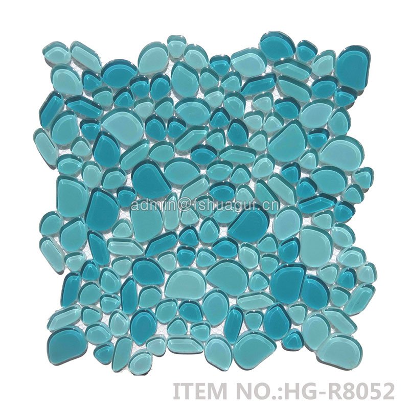 Huagui River rock pebbles glass bathtub mosaic tile for shower room HG-R8060 GLASS MOSAIC TILE image124