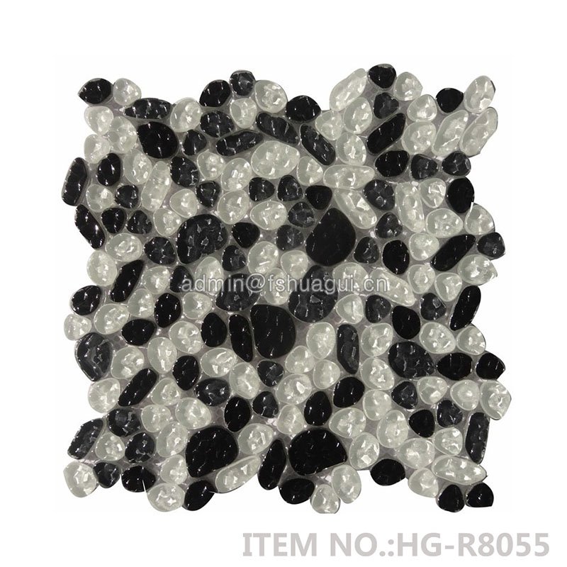 Huagui River rock pebbles glass bathtub mosaic tile for shower room HG-R8060 GLASS MOSAIC TILE image124