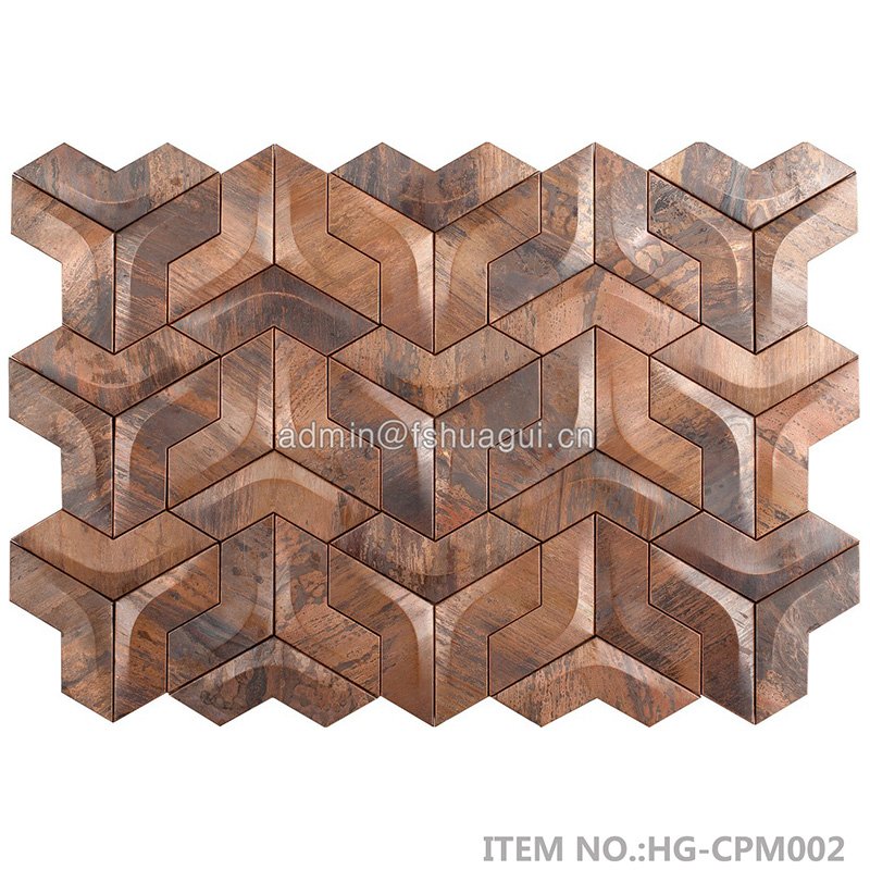 Huagui 3D antique copper mosaic tile HG-CPM001 METAL MOSAIC TILE image12