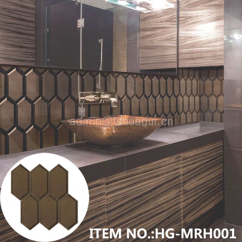Huagui Bronze beveled elongated hexagon mirror mosaic tile HG-MRH001 GLASS MOSAIC TILE image122