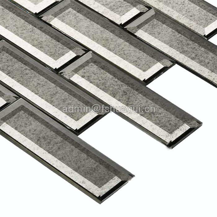Huagui 2x6 silver antique mirror glass subway beveled tile HG-MRH005 GLASS SUBWAY TILE image10
