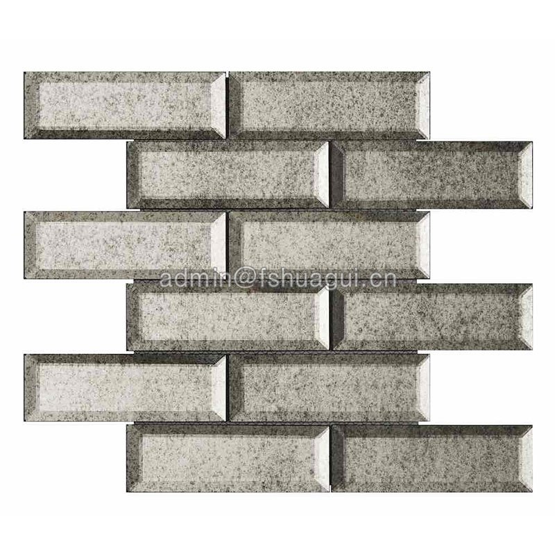 Huagui 2x6 silver antique mirror glass subway beveled tile HG-MRH005 GLASS SUBWAY TILE image10