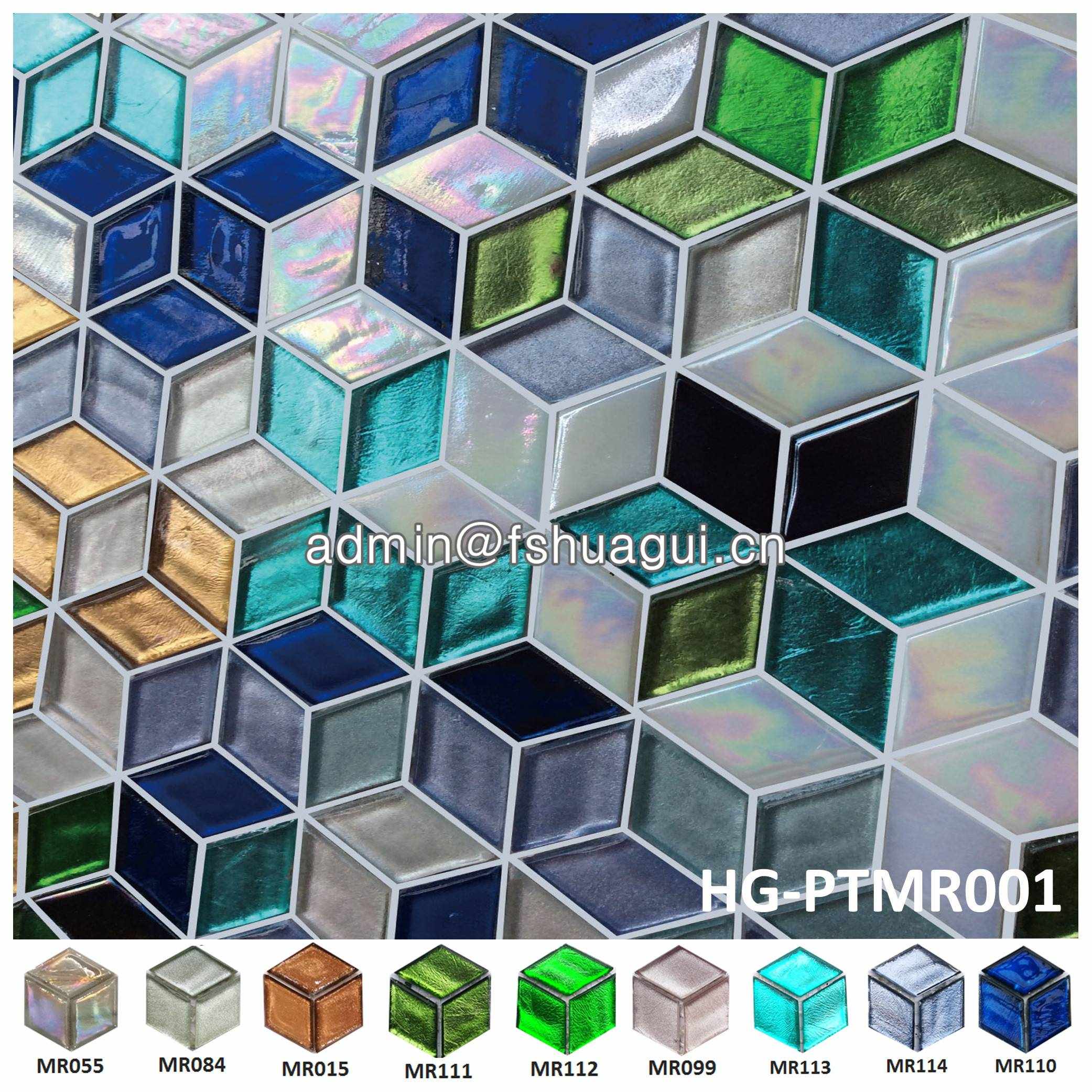 Fired Earth Rhombus Mosaic Glass Tile Hg Ptmr003 White Glass