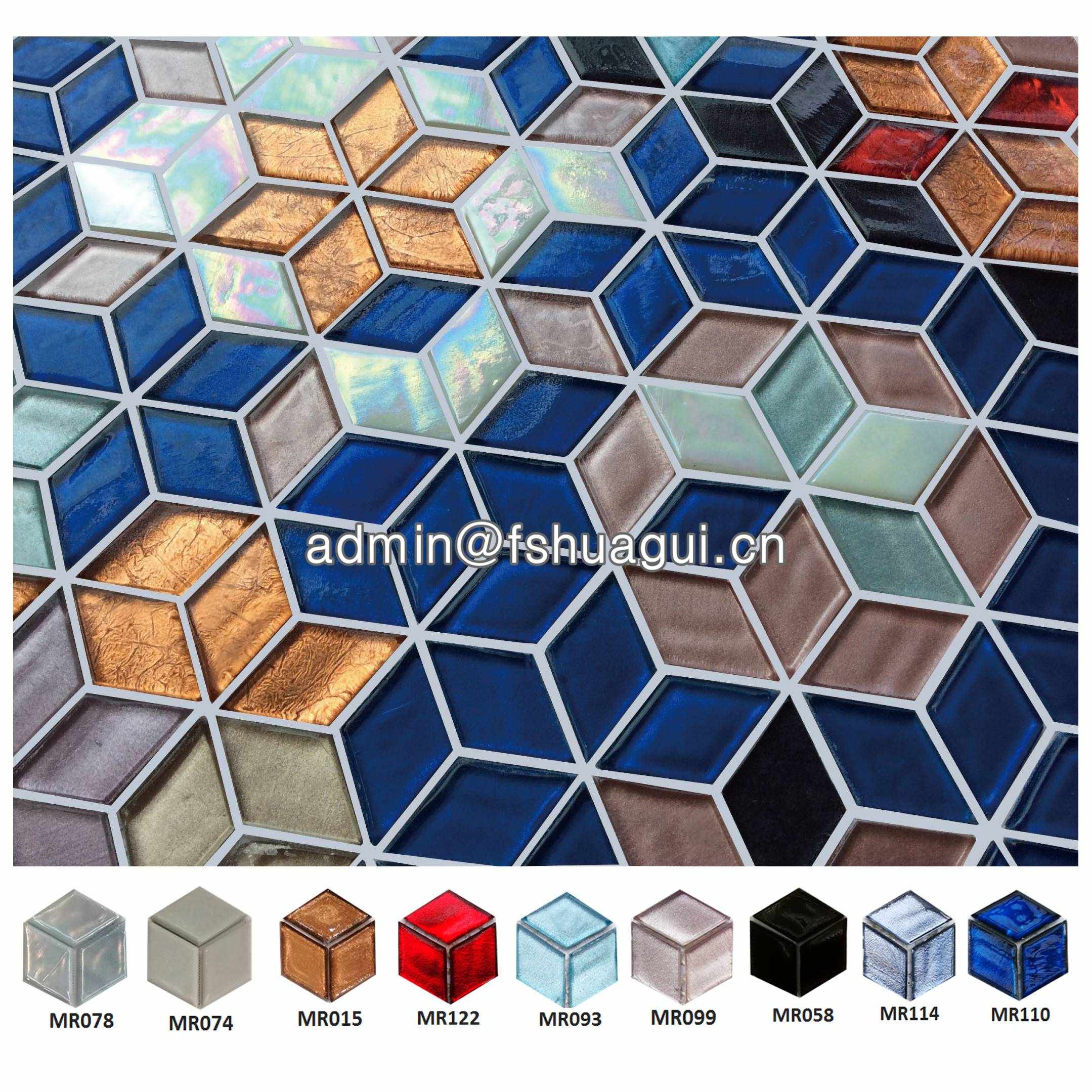 Fired Earth Rhombus Mosaic Glass Tile Hg Ptmr003 White Glass