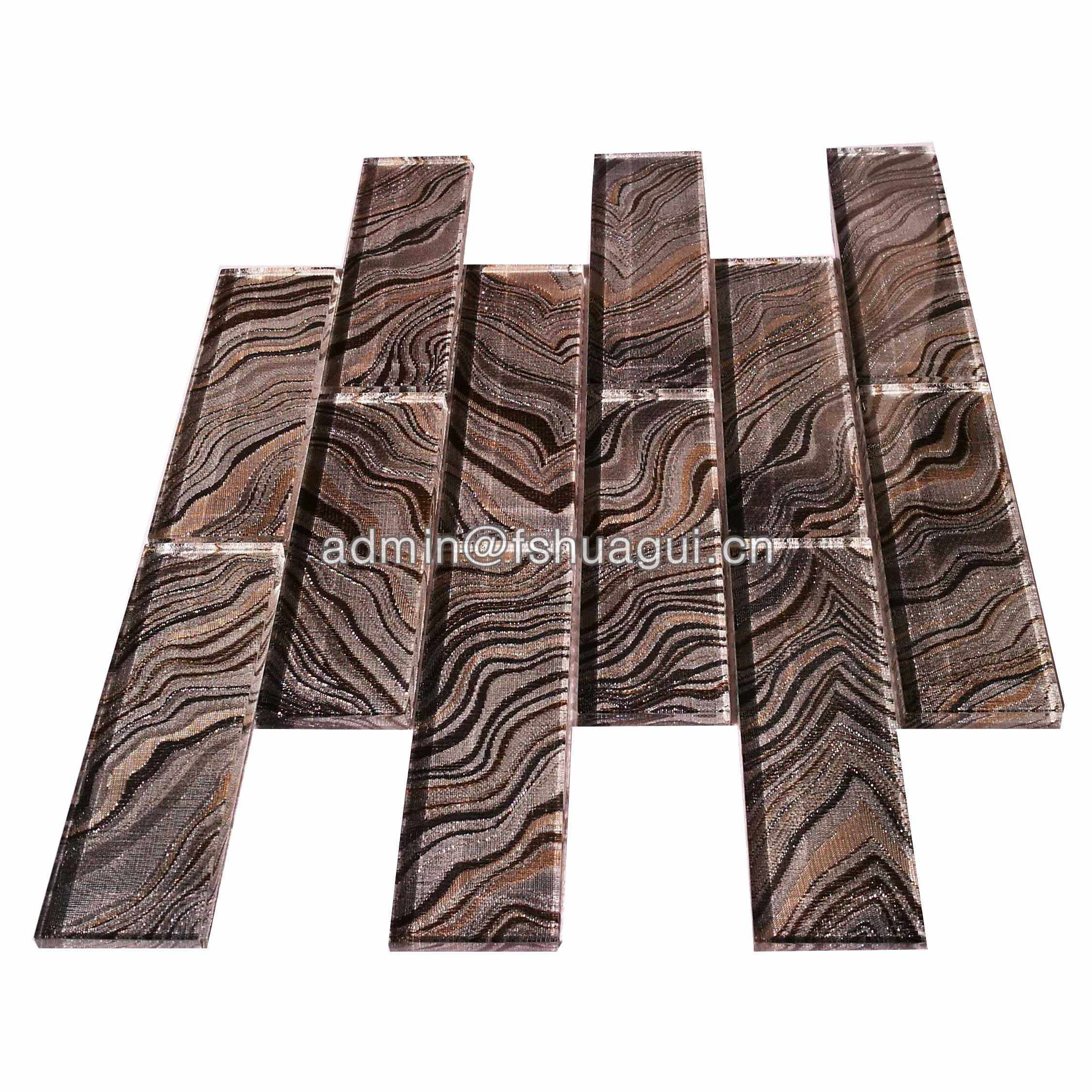 Huagui Interior Wall Covering Glass Decoration Subway Backsplash Tile Mosaic GLASS SUBWAY TILE image6