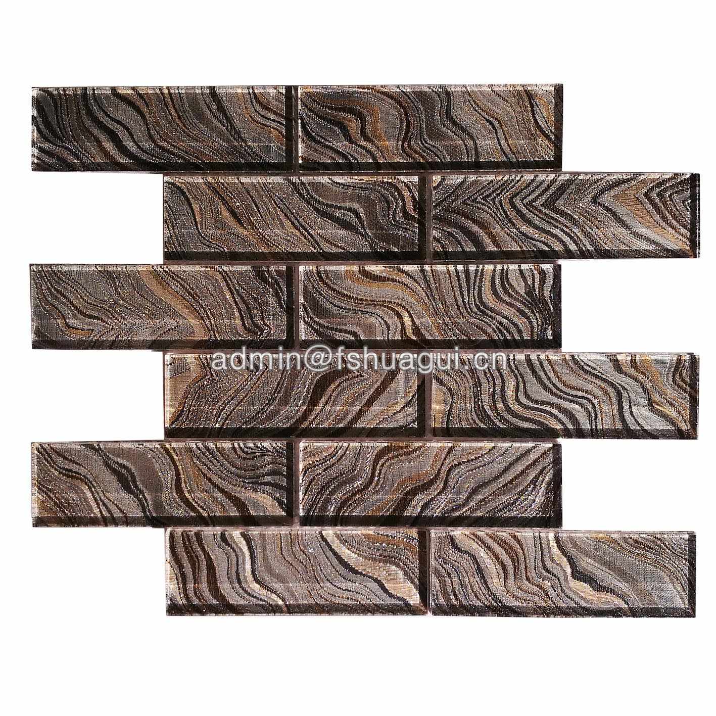 Huagui Interior Wall Covering Glass Decoration Subway Backsplash Tile Mosaic GLASS SUBWAY TILE image6
