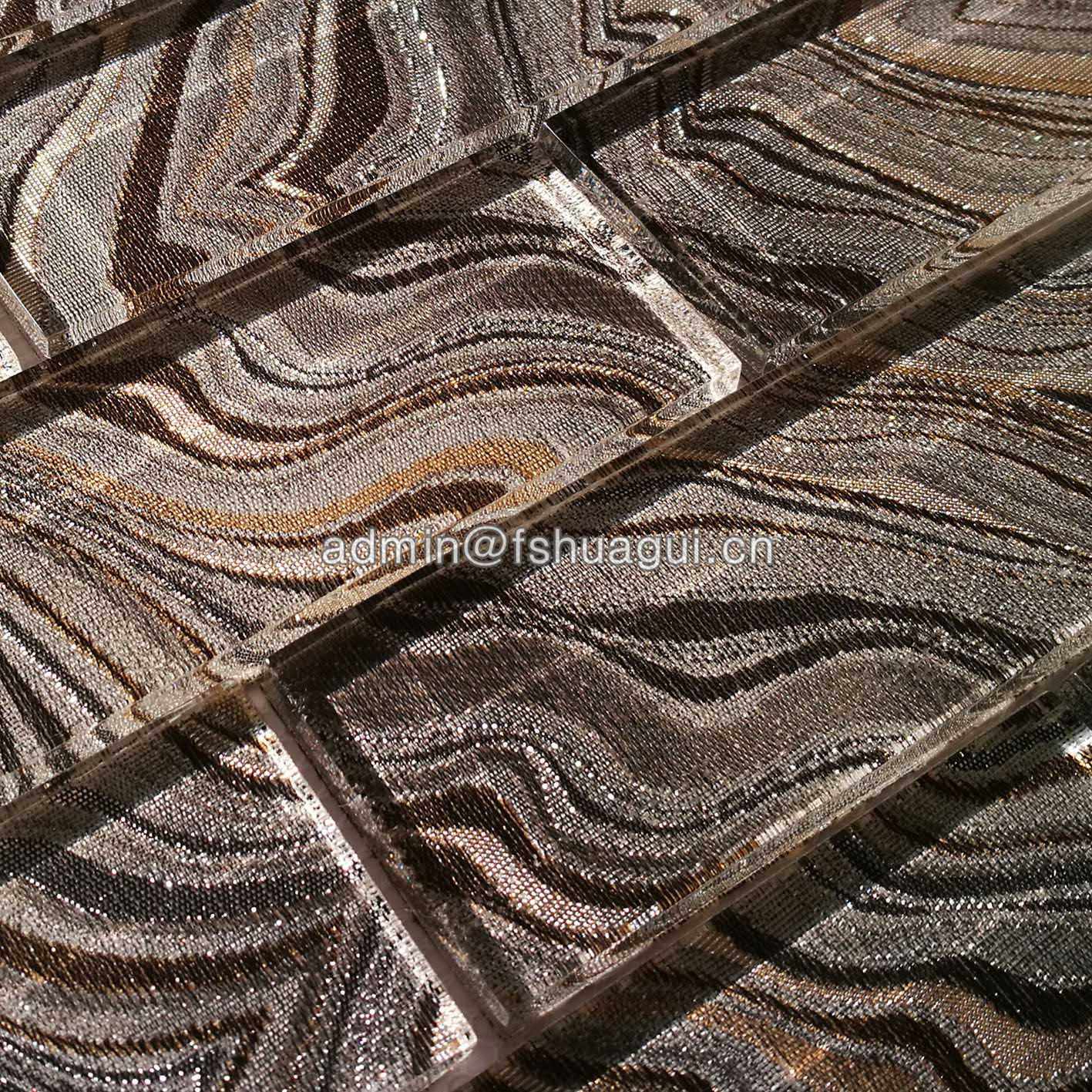 Huagui Interior Wall Covering Glass Decoration Subway Backsplash Tile Mosaic GLASS SUBWAY TILE image6