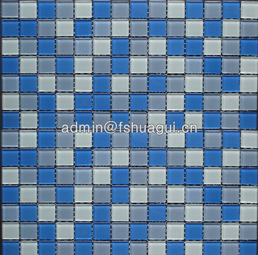 Huagui Swimming pool crystal glass mixed blue colors glass mosaic tile HG-420008 POOL MOSAIC TILE image15