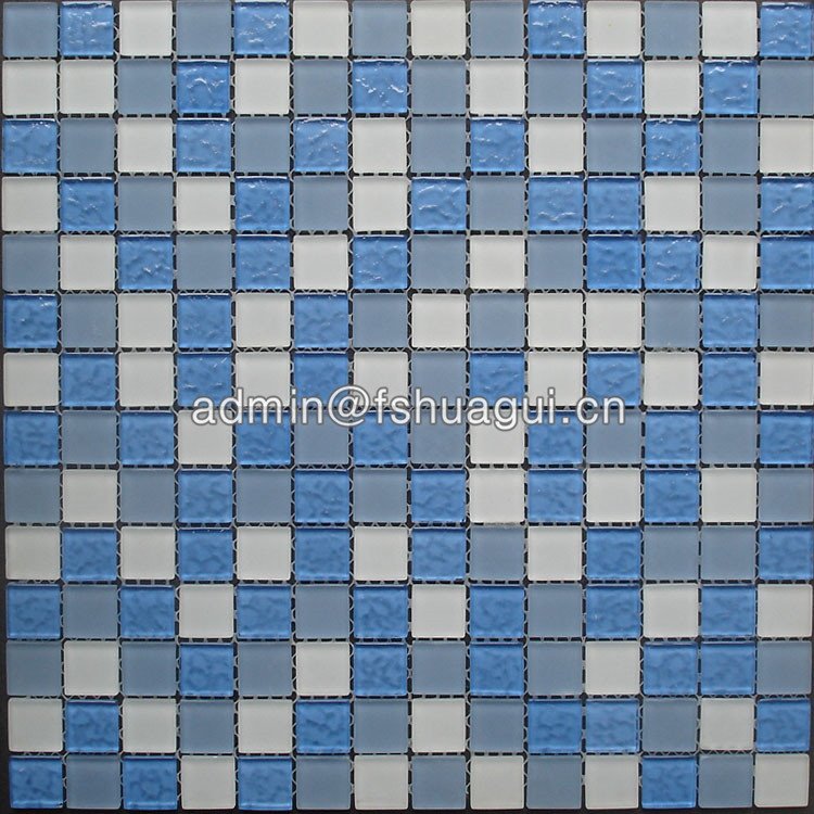 Huagui Swimming pool crystal glass mixed blue colors glass mosaic tile HG-420008 POOL MOSAIC TILE image15