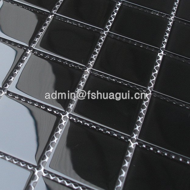 Huagui Pure Black Glass Interior Pool Mosaic Tile Decoration Wall Bathroom Tile HG-448004 POOL MOSAIC TILE image4