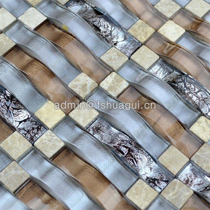 Huagui Unique Design Linear Glass Stone Mixed Mosaic Tile HG-84027 GLASS MOSAIC TILE image48