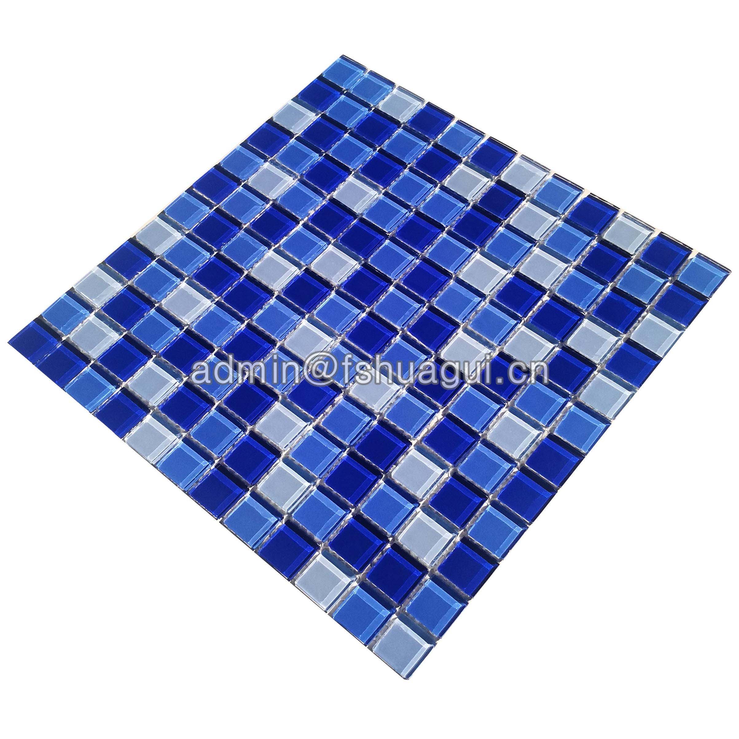 Huagui Blue Color Mixed For Swimming Pool Crystal Glass Mosaic Tile HG-BLUEMIX GLASS MOSAIC TILE image66