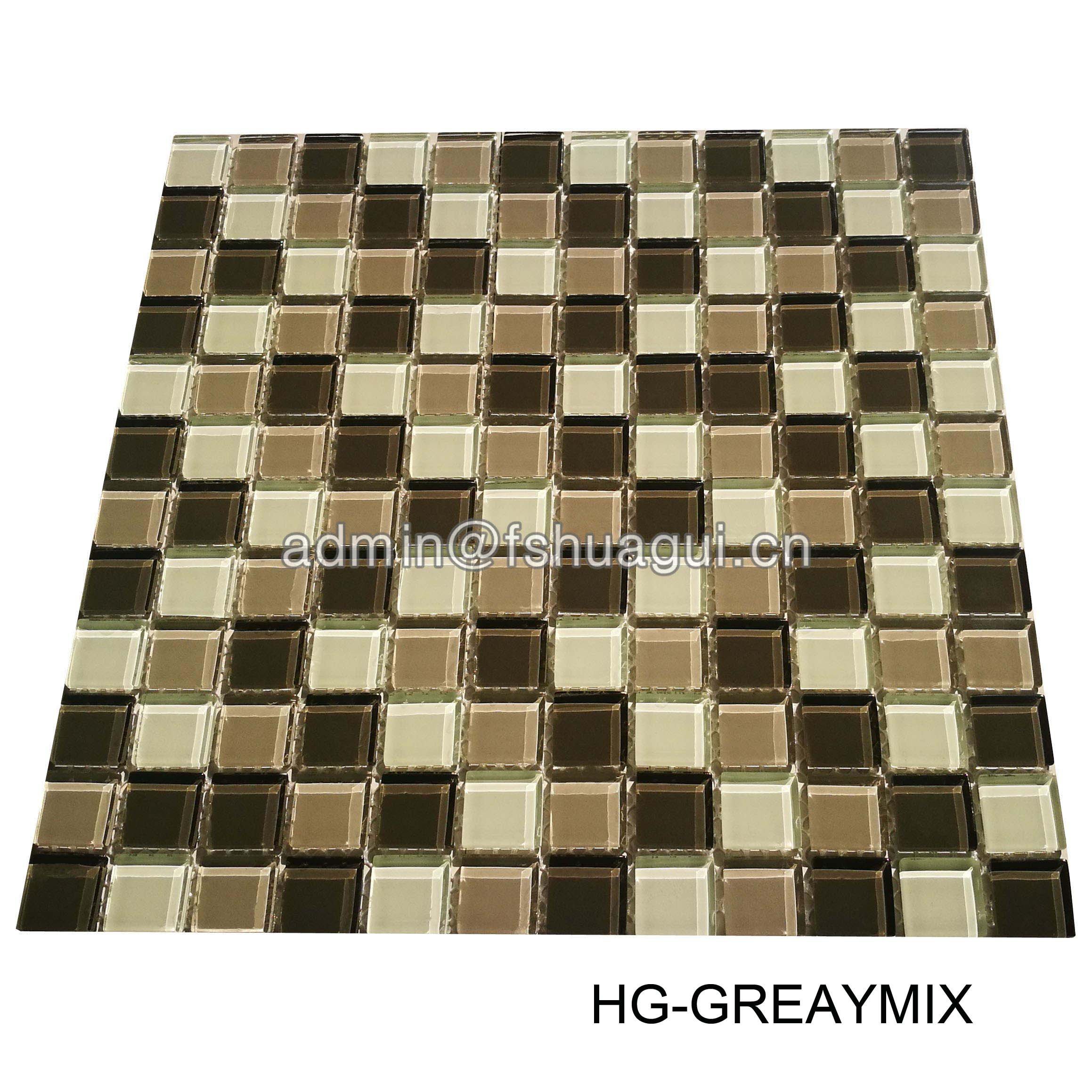 Huagui Interior Decorative Room Crystal Glass Mosaic Tile HG-GREYMIX GLASS MOSAIC TILE image34