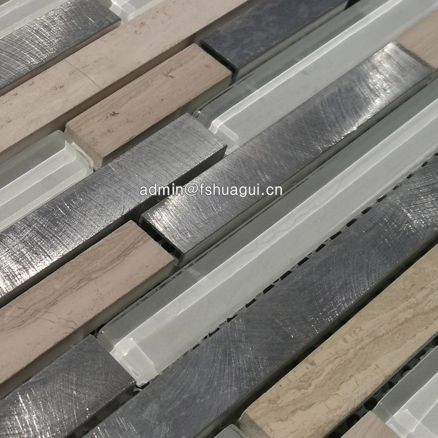 Huagui Linear white glass stone metal tile mosaic HG-WJ408 GLASS MOSAIC TILE image25