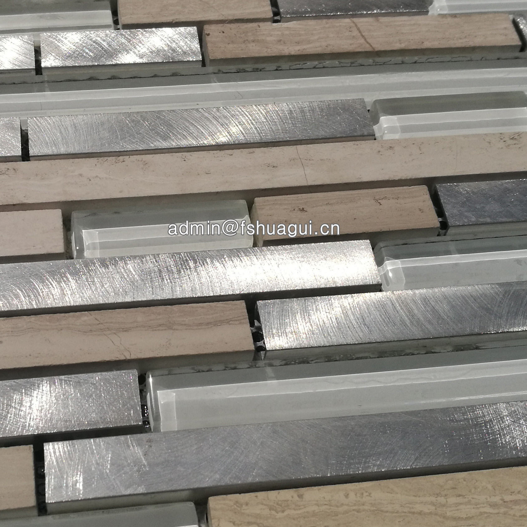 Huagui Linear white glass stone metal tile mosaic HG-WJ408 GLASS MOSAIC TILE image25