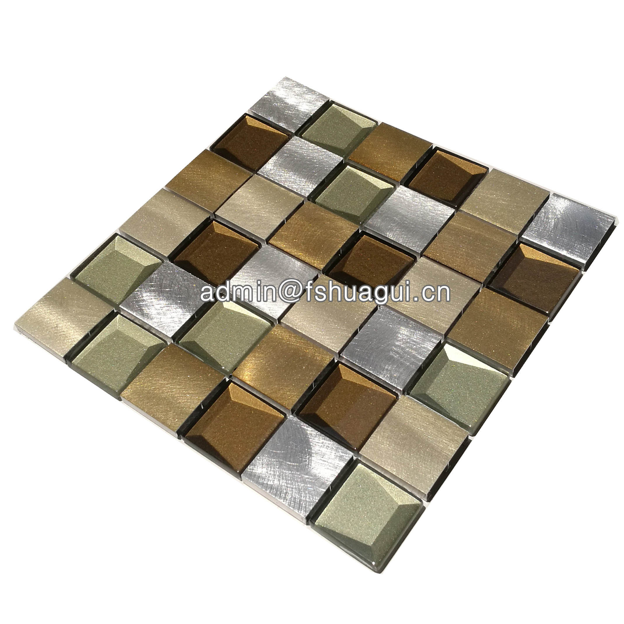 Huagui 3d beveled mosaic blend metal tile backsplash HG-WJ423 METAL MOSAIC TILE image1