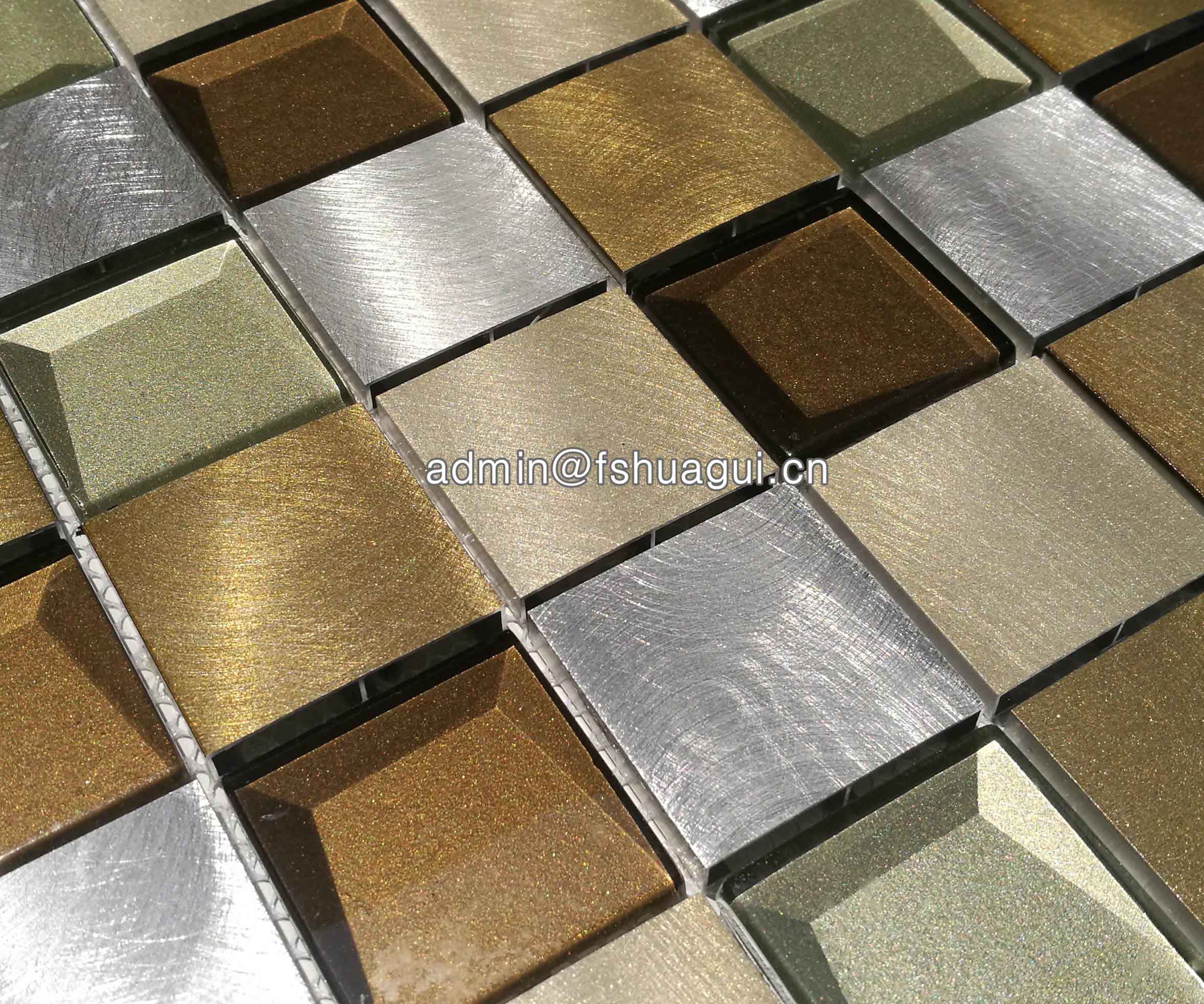 Huagui 3d beveled mosaic blend metal tile backsplash HG-WJ423 METAL MOSAIC TILE image1