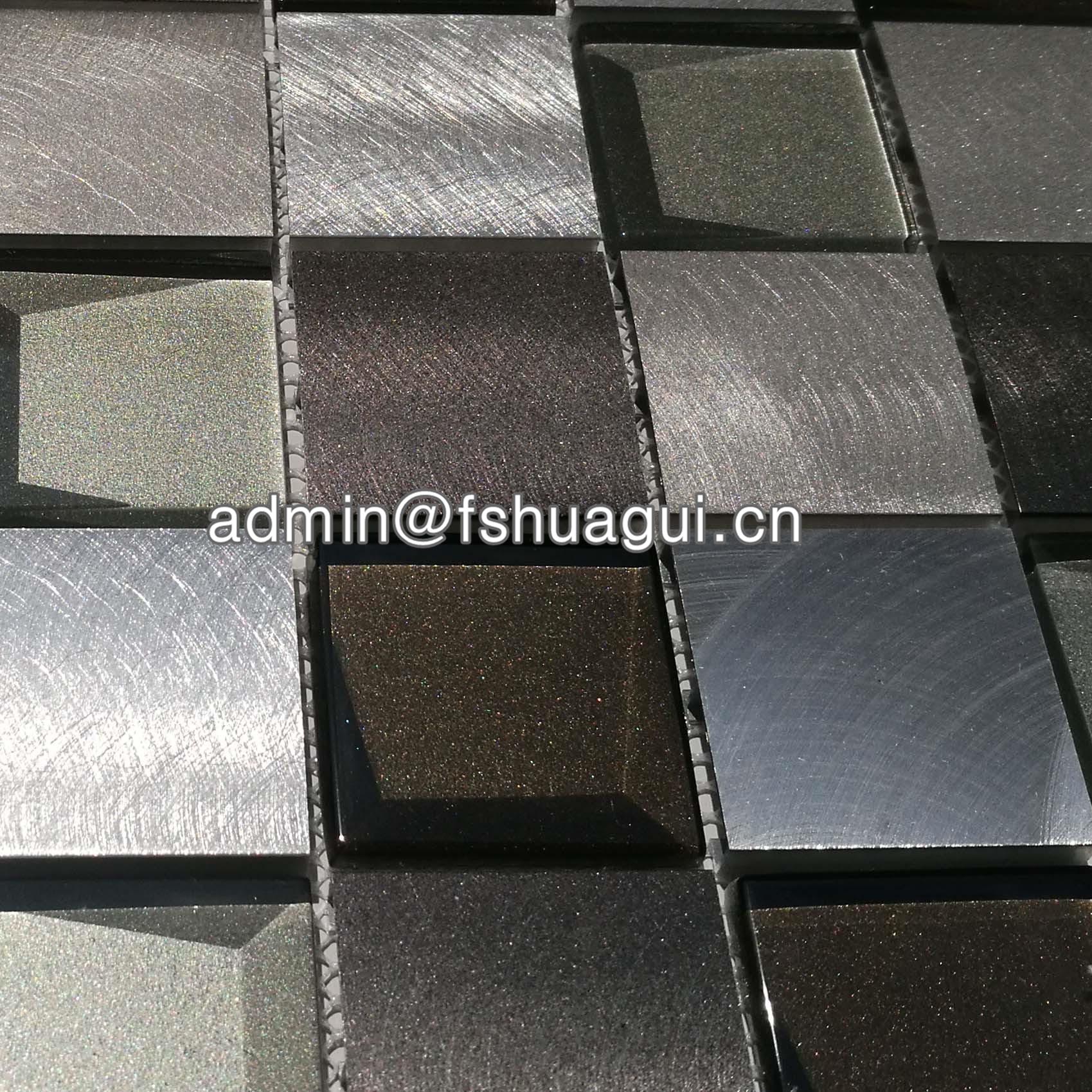 Huagui Unique 3d tiles black and silver glass mosaic kitchen tile backsplash 2018 HG-WJ416 GLASS MOSAIC TILE image16