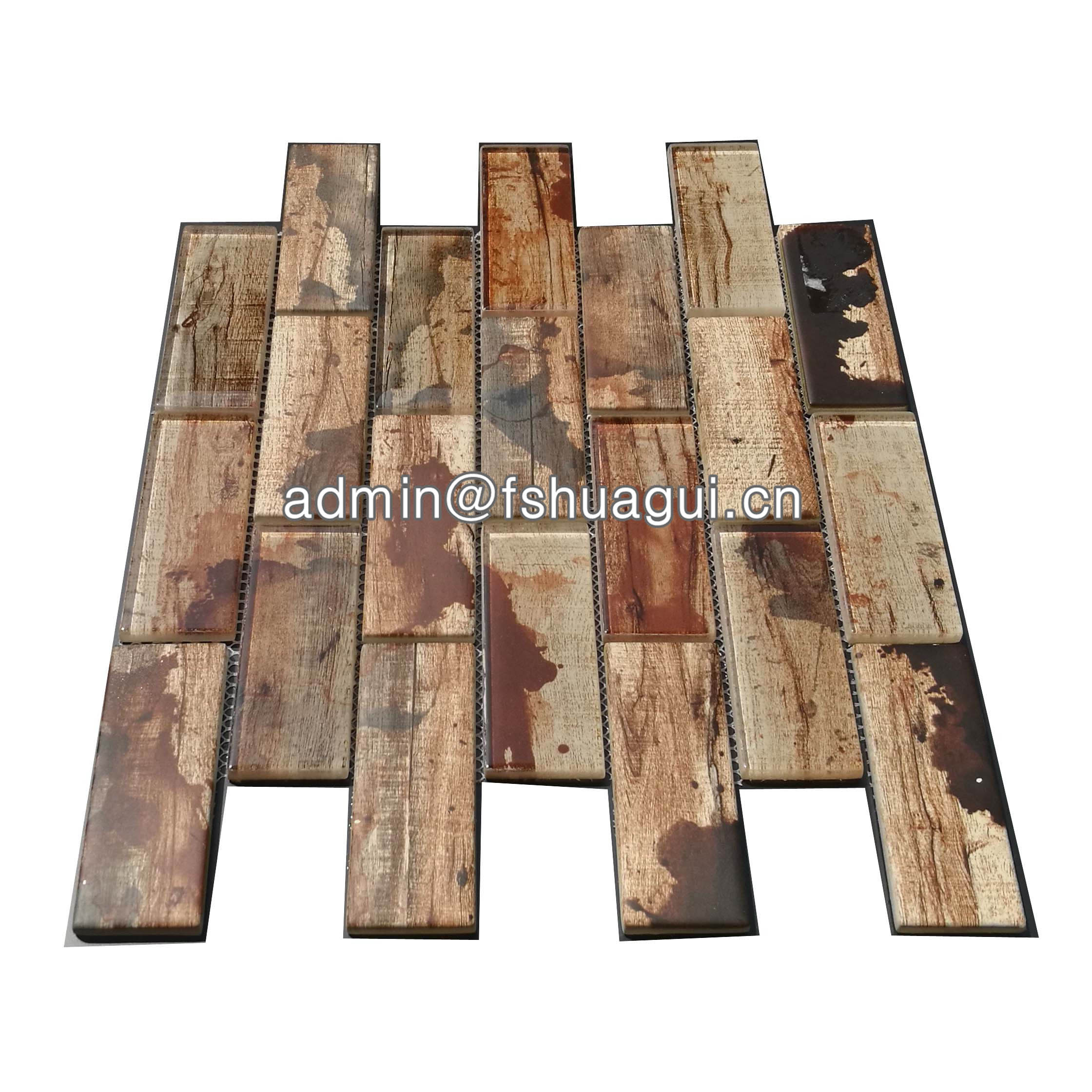 Huagui Inkjet glass mosaic kitchen backsplash tiles canada HG-WJ411 GLASS SUBWAY TILE image3