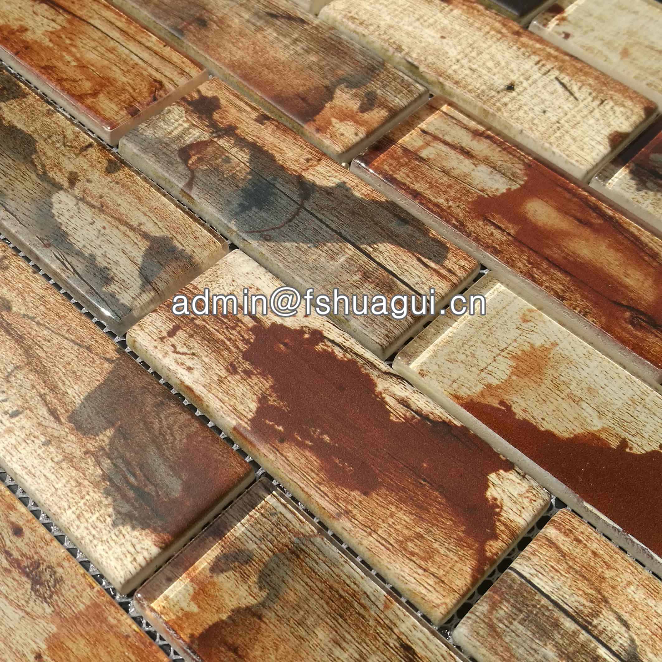Huagui Inkjet glass mosaic kitchen backsplash tiles canada HG-WJ411 GLASS SUBWAY TILE image3