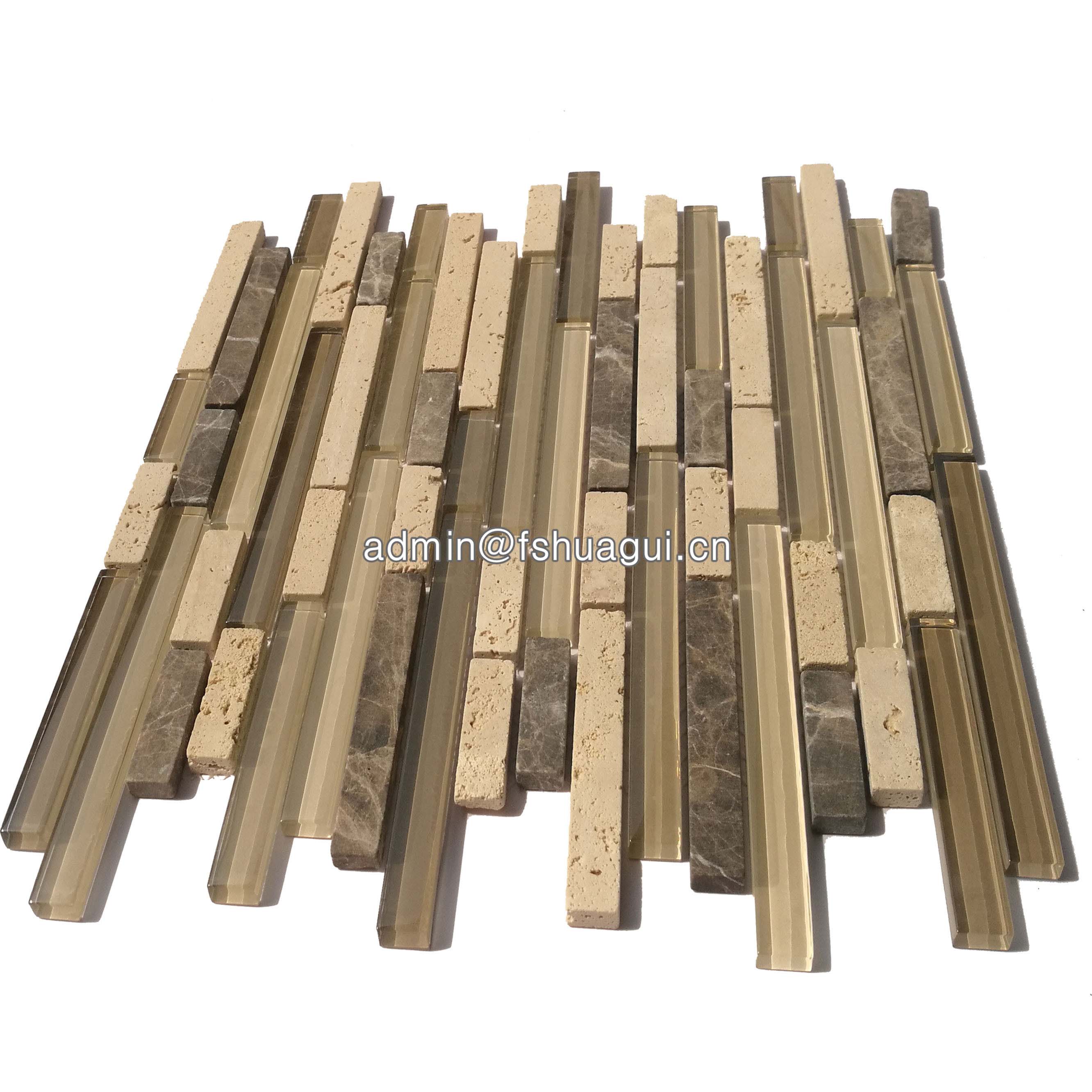 Huagui Brown glass stone mosaic tile HG-CDT815002 STONE MOSAIC TILE image2