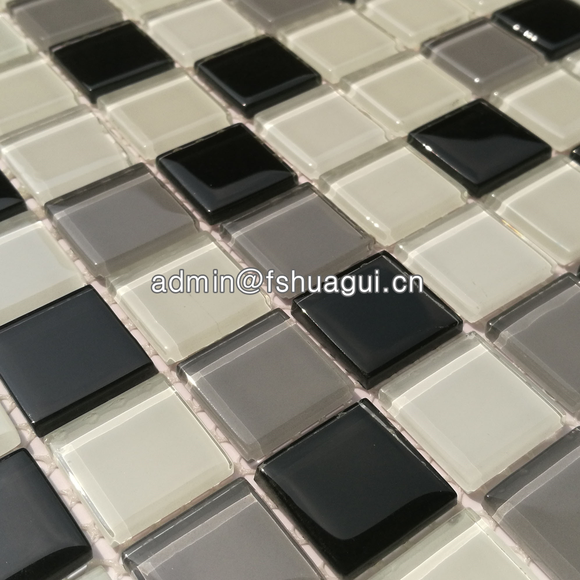 Huagui Black and white glass mosaic tile design for backsplash walls HG-15-6 GLASS MOSAIC TILE image7