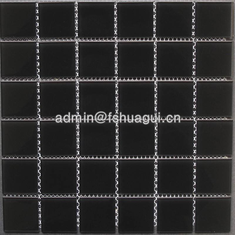 Huagui Pure Black Glass Interior Pool Mosaic Tile Decoration Wall Bathroom Tile HG-448004 POOL MOSAIC TILE image4