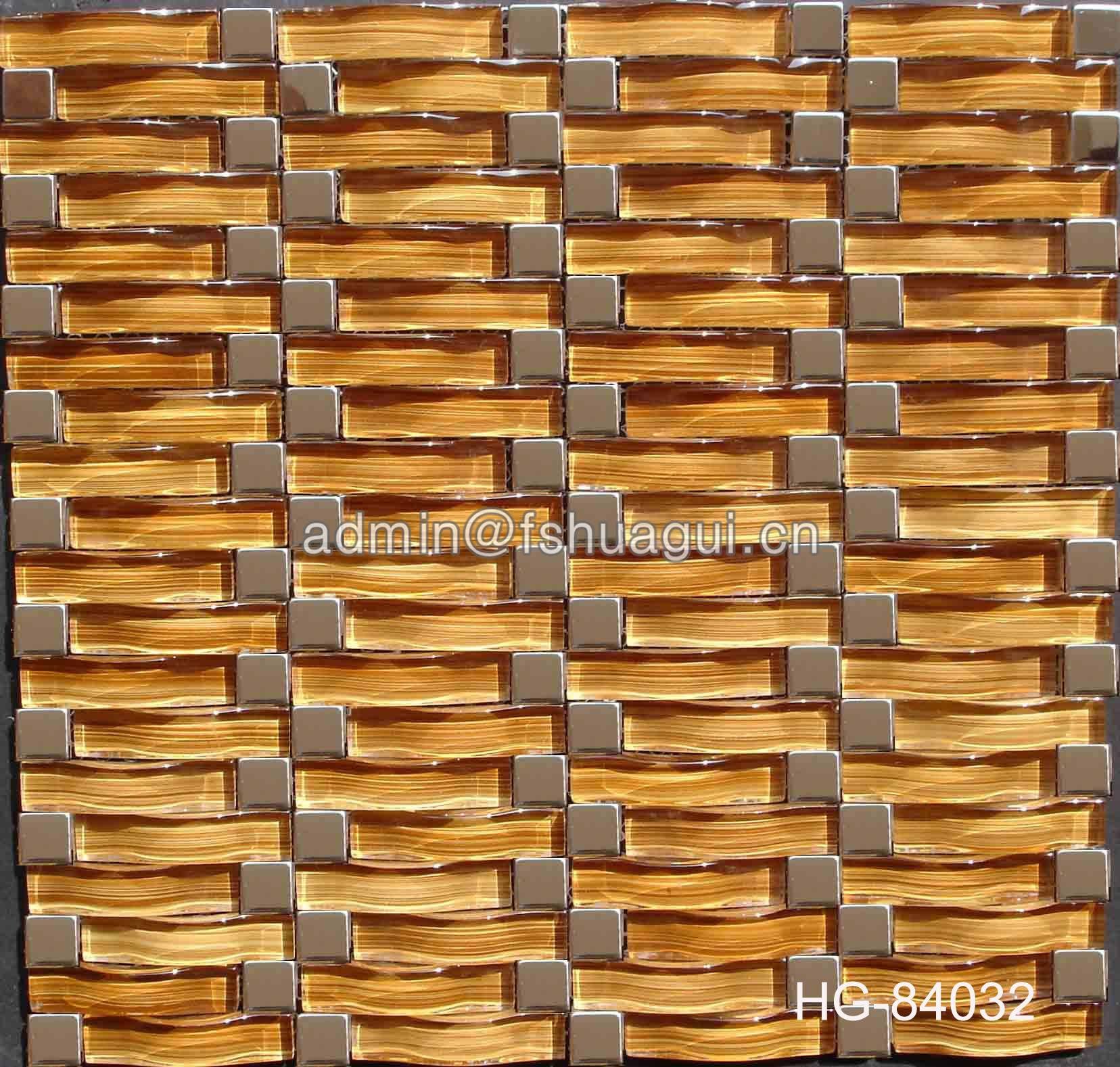 Huagui Luxury Interior Backsplash Stainless Steel Mixed Glass Mosaic Tile HG-84032 GLASS MOSAIC TILE image36