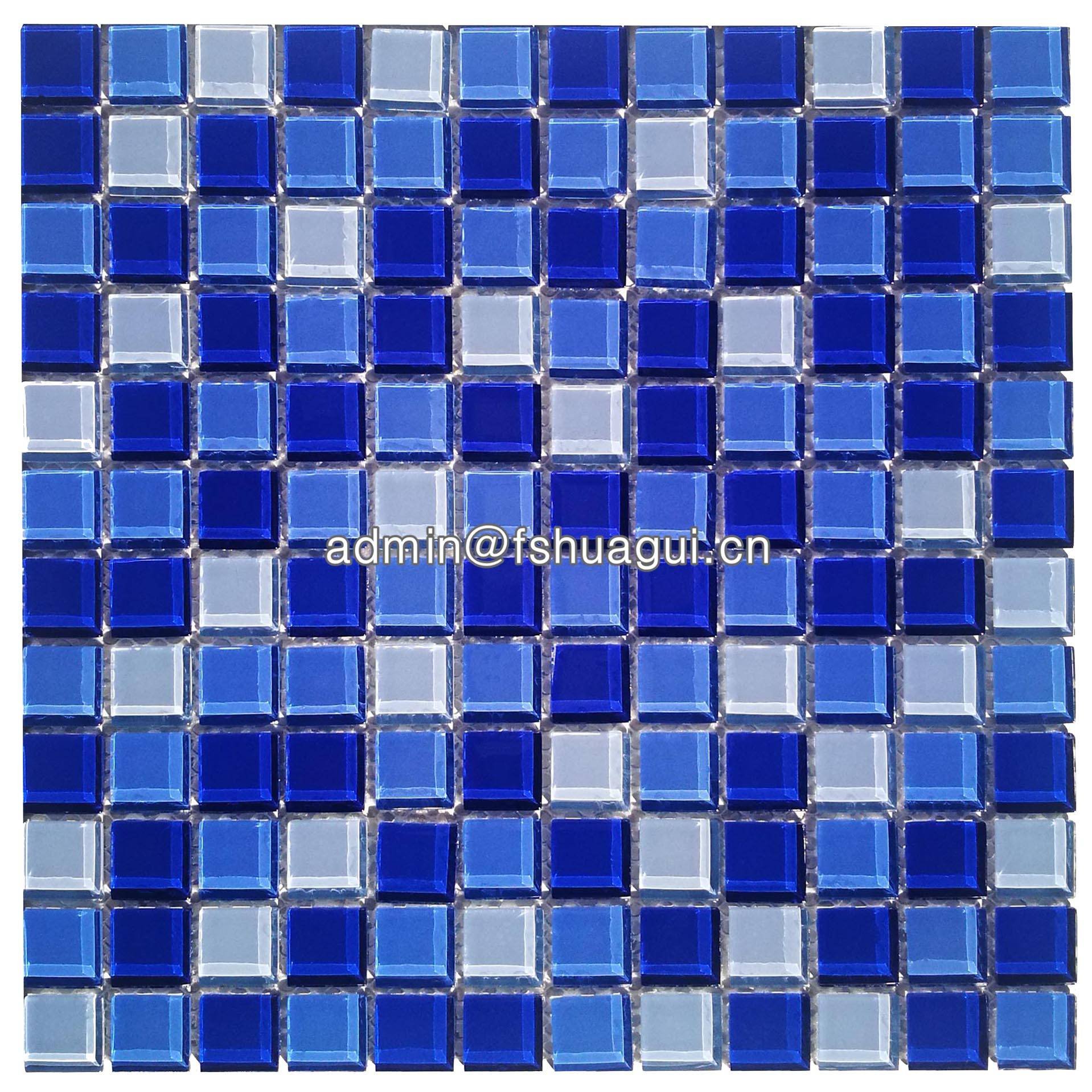 Huagui Blue Color Mixed For Swimming Pool Crystal Glass Mosaic Tile HG-BLUEMIX GLASS MOSAIC TILE image66