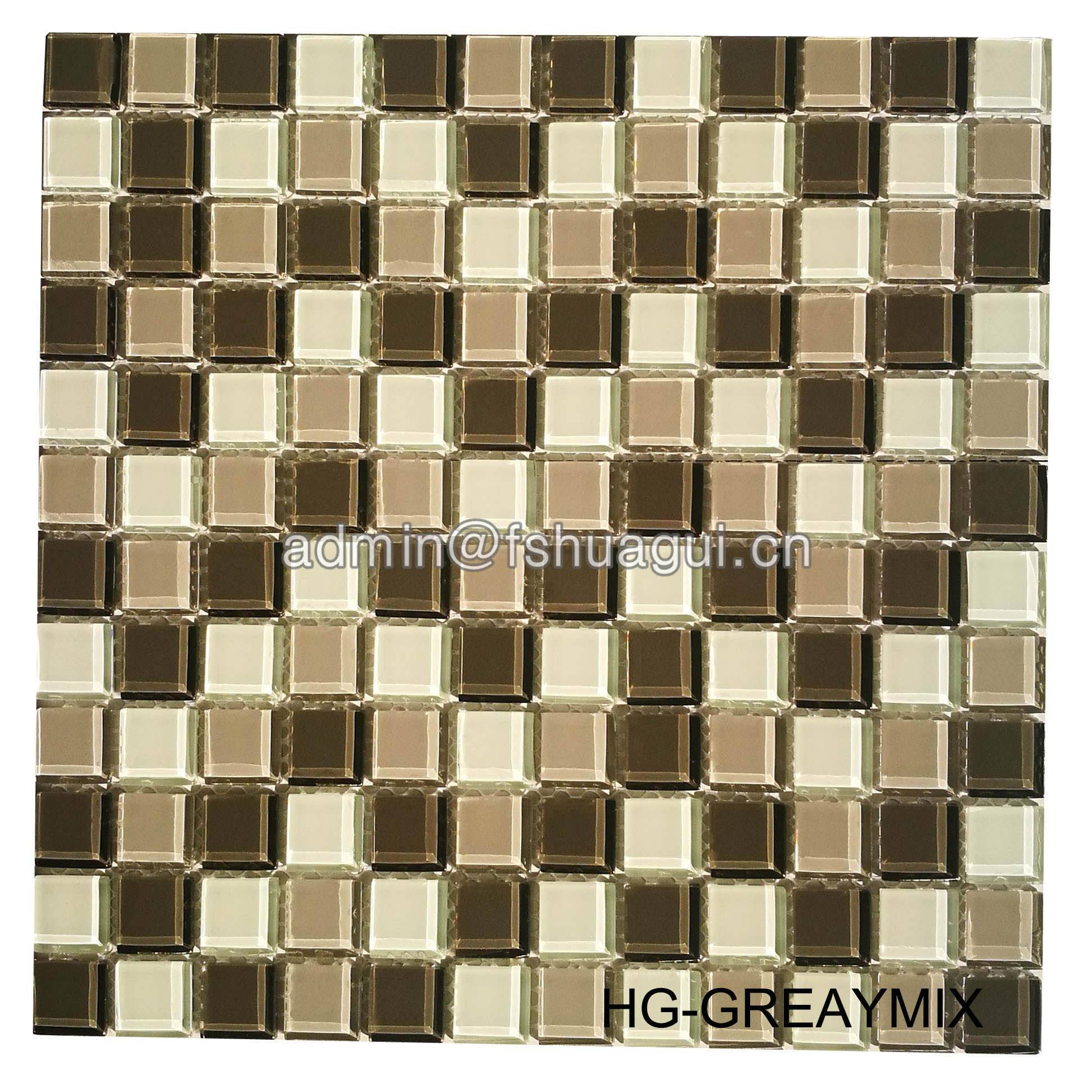Huagui Interior Decorative Room Crystal Glass Mosaic Tile HG-GREYMIX GLASS MOSAIC TILE image34
