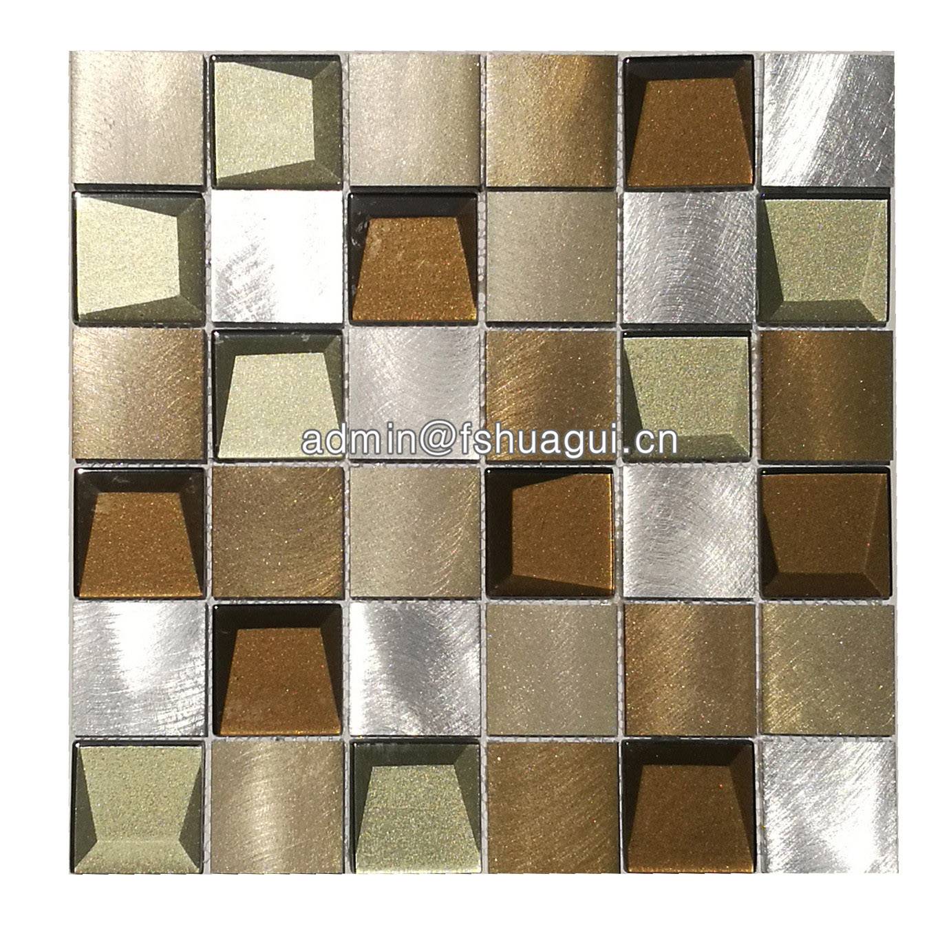 Huagui 3d beveled mosaic blend metal tile backsplash HG-WJ423 METAL MOSAIC TILE image1