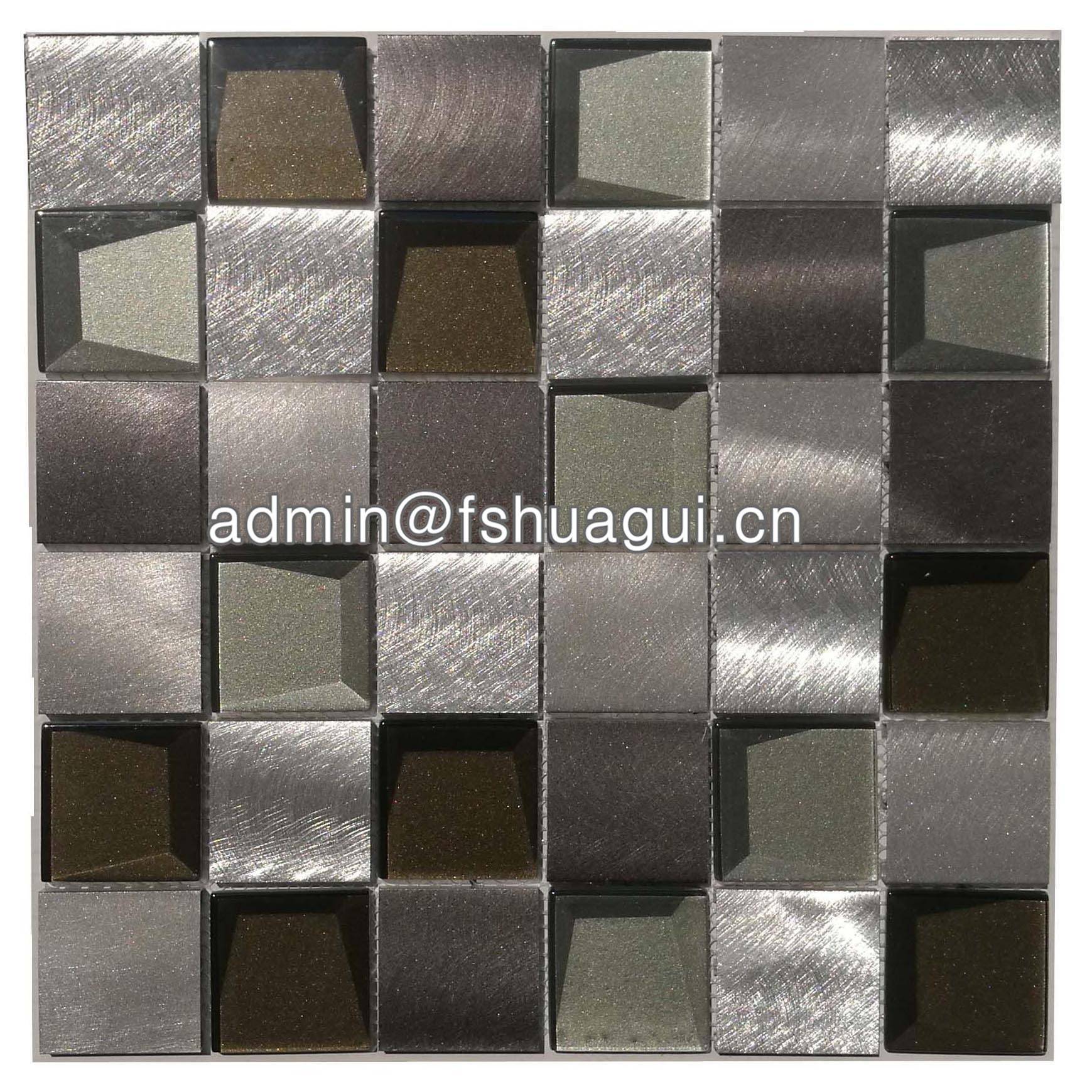 Huagui Unique 3d tiles black and silver glass mosaic kitchen tile backsplash 2018 HG-WJ416 GLASS MOSAIC TILE image16