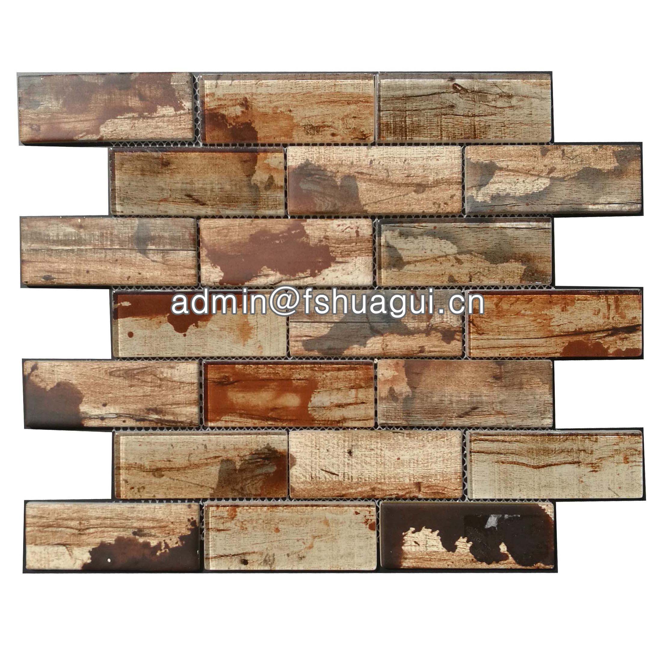 Huagui Inkjet glass mosaic kitchen backsplash tiles canada HG-WJ411 GLASS SUBWAY TILE image3