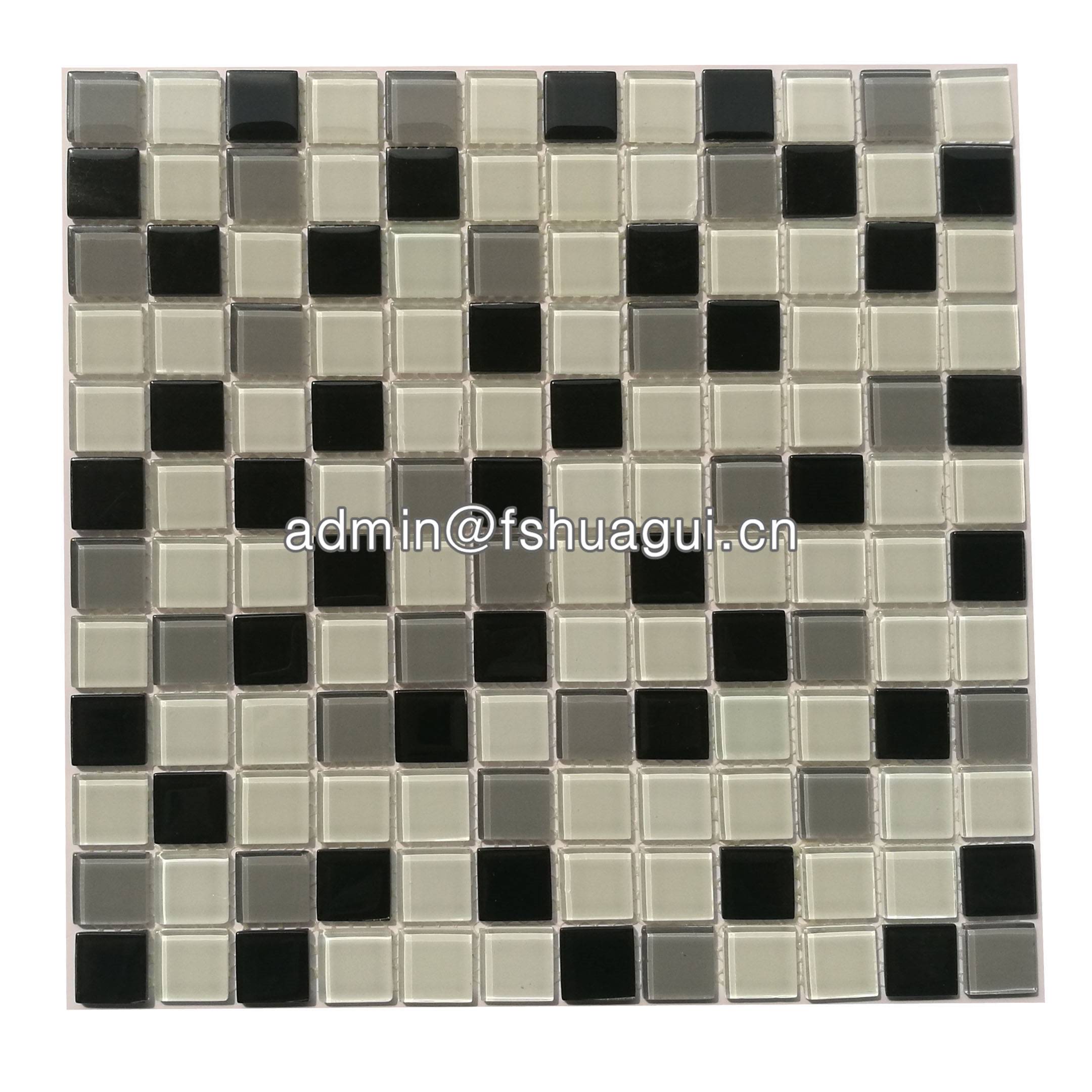 Huagui Black and white glass mosaic tile design for backsplash walls HG-15-6 GLASS MOSAIC TILE image7